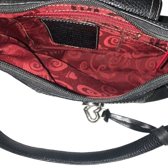 BRIGHTON Black Suede and Pebbled Leather Shoulder Bag - Picture 11 of 12